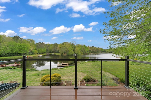 61 Tsataga Ct, Brevard, NC 28712 - wooden deck featuring a water view and a lawn