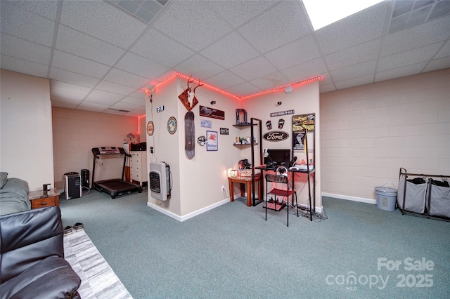 122 Roxboro Ct Unit 286, Mount Gilead, NC 27306 - carpeted home office featuring visible vents, a paneled ceiling, and baseboards