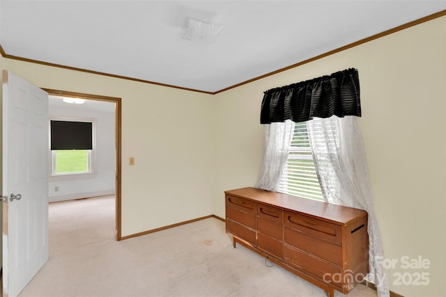 543 18th St NW, Hickory, NC 28601 - unfurnished bedroom featuring multiple windows, crown molding, light colored carpet, and baseboards