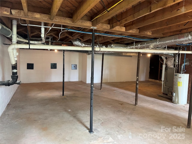unfinished below grade area with water heater
