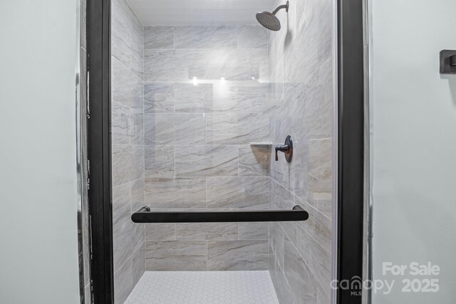bathroom with a stall shower