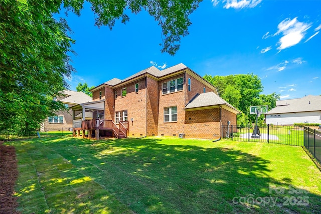 618 Chase Ct, Fort Mill, SC 29708 - rear view of property with stairway, brick siding, and a deck
