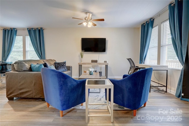 809 Fisher St, Concord, NC 28027 - living room featuring wood finished floors and ceiling fan