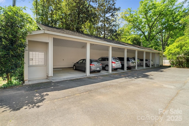 view of covered parking lot