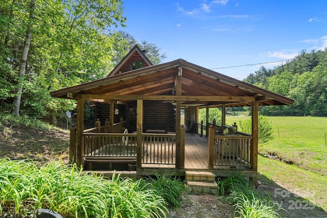 1154 Woodrow Pl, Lenoir, NC 28645 - wooden deck featuring a lawn and a gazebo
