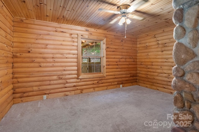 1154 Woodrow Pl, Lenoir, NC 28645 - spare room with carpet floors, ceiling fan, and log walls