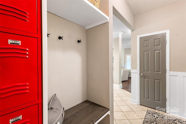 mudroom featuring light tile patterned flooring