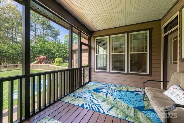 view of unfurnished sunroom