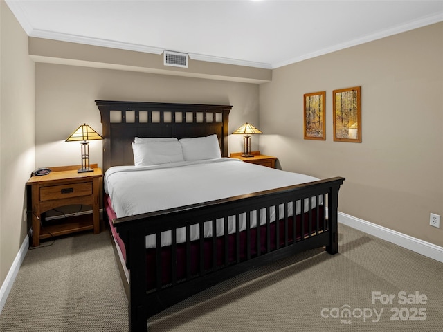 401 Bowling Park Rd, Asheville, NC 28803 - carpeted bedroom with visible vents, ornamental molding, and baseboards