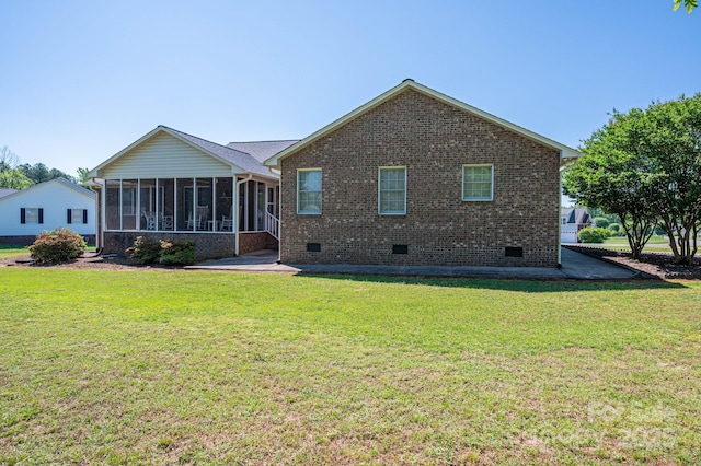 118 Sir Gregory Dr, Shelby, NC 28152 - rear view of house with a yard, crawl space, and a sunroom