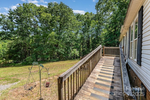 deck featuring a lawn