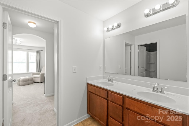 306 Fesperman Cir, Troutman, NC 28166 - full bath with double vanity and baseboards