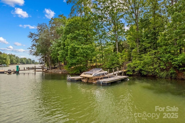 view of dock featuring a water view