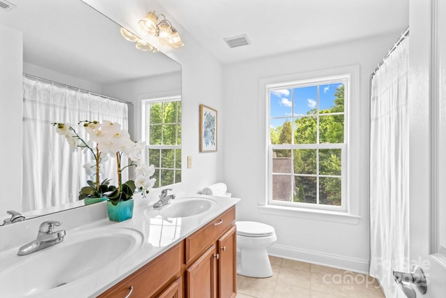 full bath featuring a sink, plenty of natural light, and visible vents