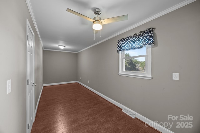 250 Log Barn Rd, Salisbury, NC 28146 - spare room with baseboards, ornamental molding, wood finished floors, and visible vents