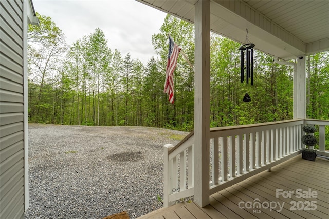 deck with covered porch