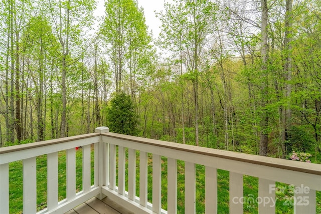 deck with a forest view