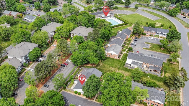 aerial overview of property's location featuring nearby suburban area