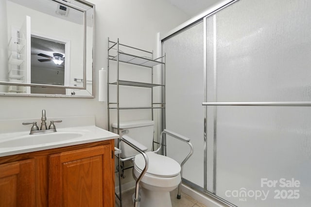 519 Jacobs Rdg, Fort Mill, SC 29715 - bathroom with a stall shower, toilet, vanity, and tile patterned floors