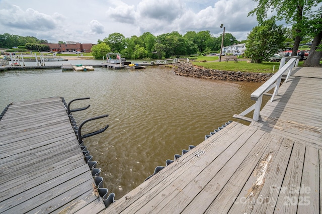 view of dock featuring a water view