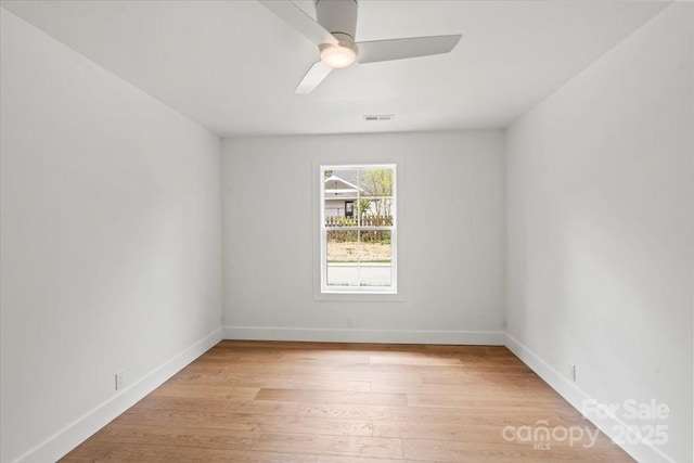 2429/2425 Ellen Ave, Charlotte, NC 28208 - spare room featuring baseboards, a ceiling fan, visible vents, and light wood-type flooring