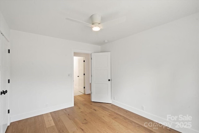 2429/2425 Ellen Ave, Charlotte, NC 28208 - empty room featuring light wood finished floors, baseboards, and ceiling fan