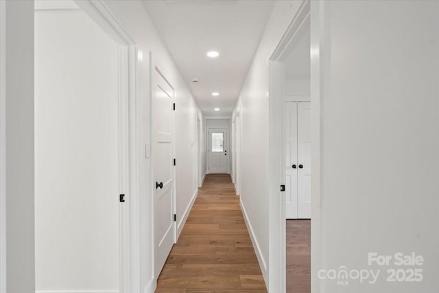 2429/2425 Ellen Ave, Charlotte, NC 28208 - hall with baseboards, wood finished floors, and recessed lighting