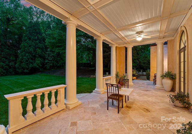 5030 Hardison Rd, Charlotte, NC 28226 - view of patio featuring a ceiling fan