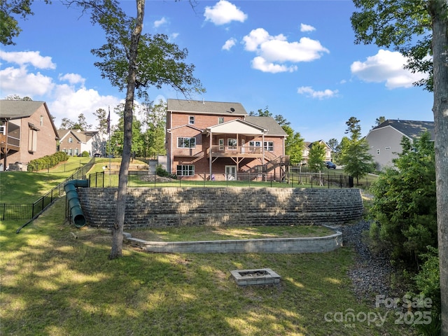 444 Snapdragon Dr, Clover, SC 29710 - rear view of house with a deck, stairs, and a residential view