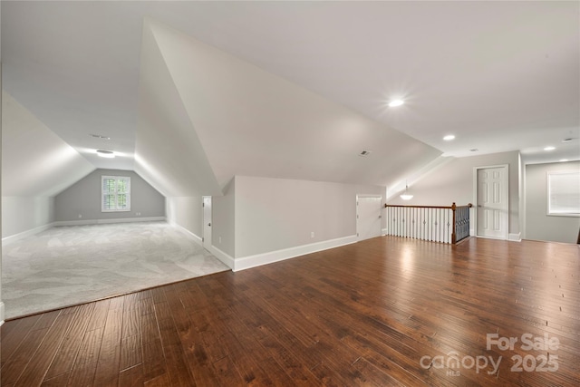 444 Snapdragon Dr, Clover, SC 29710 - additional living space featuring lofted ceiling, hardwood / wood-style flooring, and baseboards