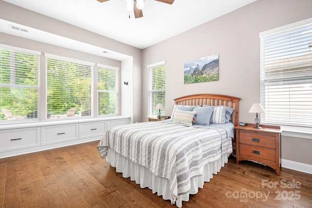 4902 Looking Glass Trl, Denver, NC 28037 - bedroom with baseboards, a ceiling fan, wood finished floors, and visible vents