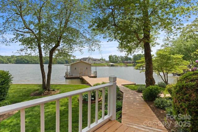 dock area featuring a water view