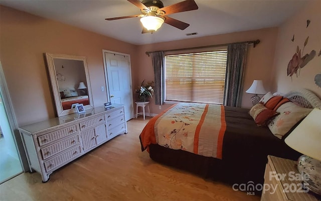 6454 Sain Milling Rd, Vale, NC 28168 - bedroom featuring a ceiling fan and visible vents