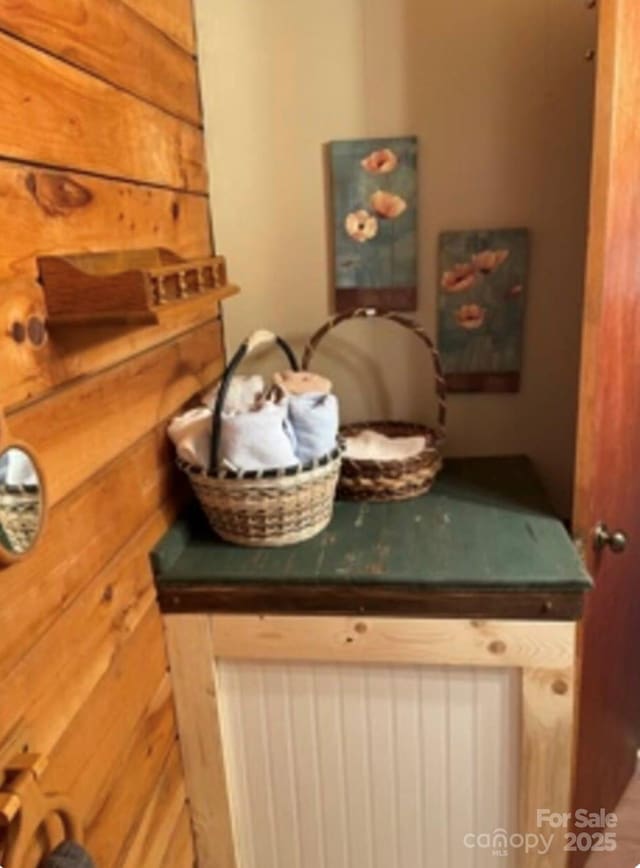 interior space with wood walls