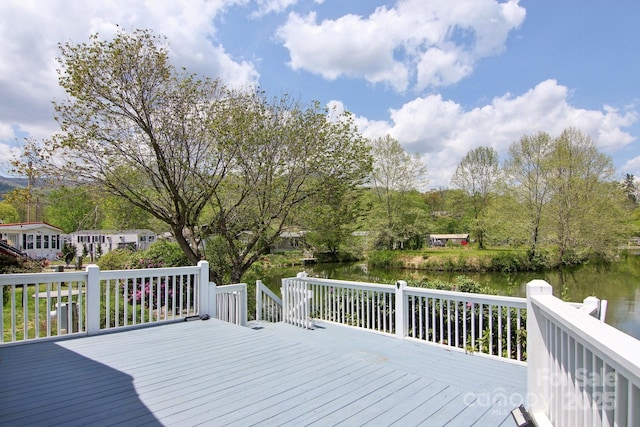 222 Pike Pt, Waynesville, NC 28785 - wooden terrace featuring a water view