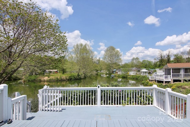 222 Pike Pt, Waynesville, NC 28785 - wooden deck with a water view