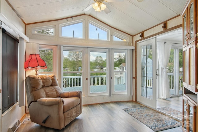 222 Pike Pt, Waynesville, NC 28785 - sunroom / solarium featuring wood finished floors, lofted ceiling, and visible vents
