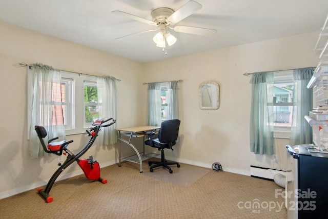 222 Pike Pt, Waynesville, NC 28785 - carpeted office with a ceiling fan and baseboards