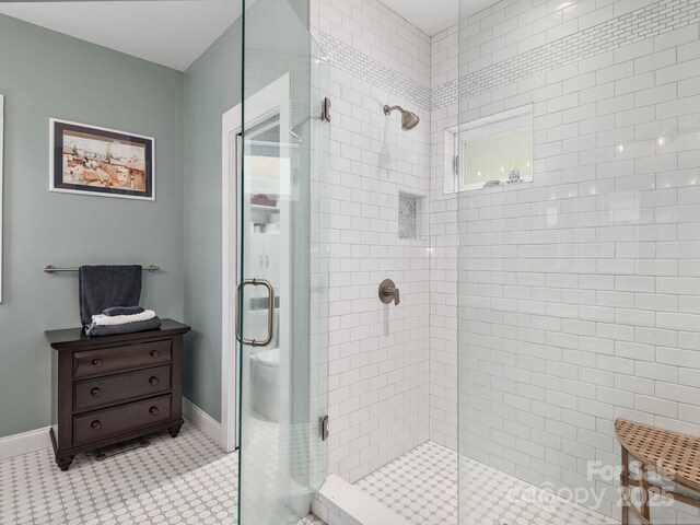 1810 Coopers Gap Rd, Mill Spring, NC 28756 - full bath featuring baseboards and a shower stall
