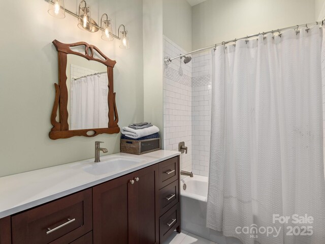 1810 Coopers Gap Rd, Mill Spring, NC 28756 - bathroom featuring vanity and shower / tub combo with curtain