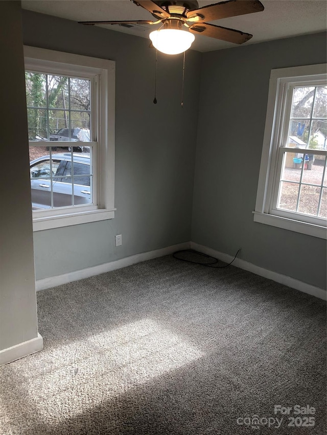 424 Skyland Ave, Charlotte, NC 28205 - carpeted empty room with ceiling fan and baseboards