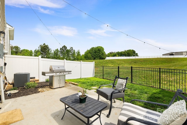 3828 Yorkshire Pl, Terrell, NC 28682 - view of patio / terrace featuring a fenced backyard, area for grilling, and central AC unit