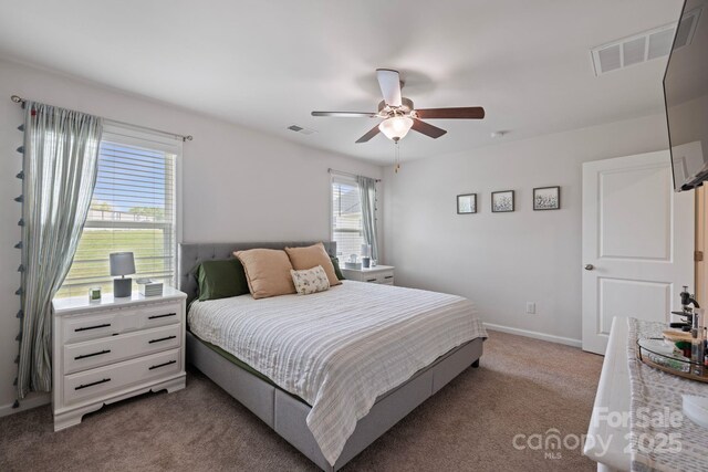 3828 Yorkshire Pl, Terrell, NC 28682 - carpeted bedroom featuring baseboards, visible vents, and ceiling fan