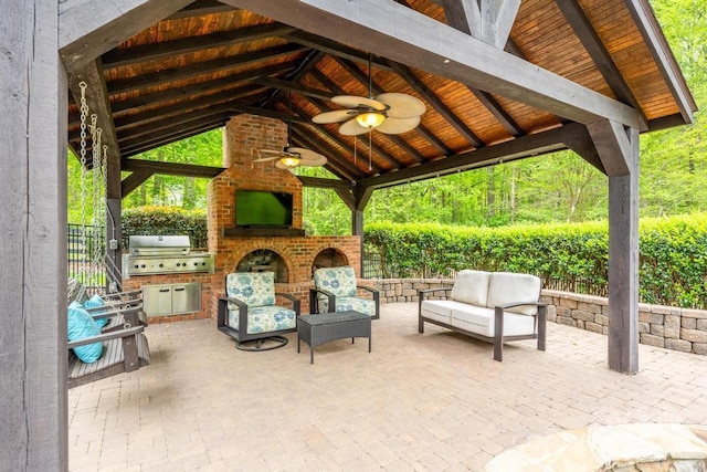 4600 Spicewood Dr, Charlotte, NC 28227 - view of patio / terrace with a gazebo, a grill, and a fenced backyard