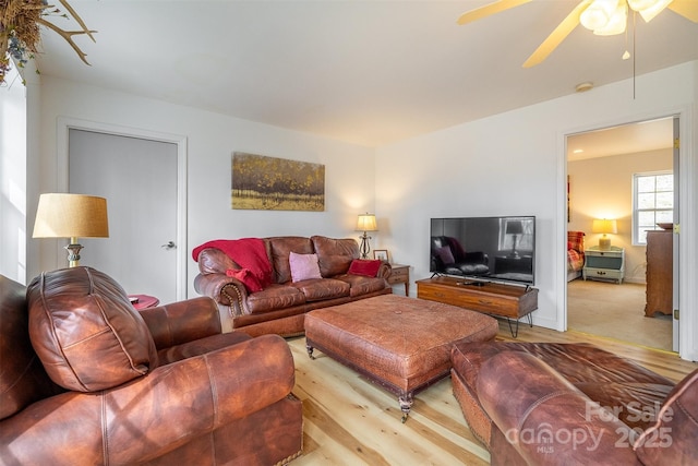 661 Old Chestnut Mountain Rd, Newland, NC 28657 - living room with light wood finished floors and ceiling fan
