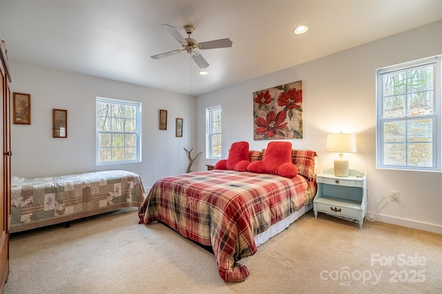 661 Old Chestnut Mountain Rd, Newland, NC 28657 - carpeted bedroom featuring recessed lighting, baseboards, and ceiling fan