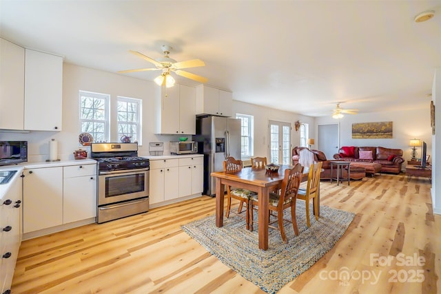661 Old Chestnut Mountain Rd, Newland, NC 28657 - dining space with ceiling fan and light wood finished floors
