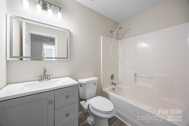 1471 Deer Forest Dr, Indian Land, SC 29707 - full bath with toilet, washtub / shower combination, vanity, and wood finished floors