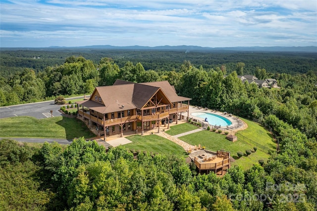 5684 Low Country Rd Unit Cb2, Lenoir, NC 28645 - view from above of property featuring a heavily wooded area and a pool