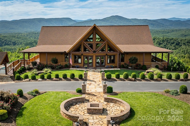 5684 Low Country Rd Unit Cb2, Lenoir, NC 28645 - view of front facade with a mountain view, a front yard, and stairway